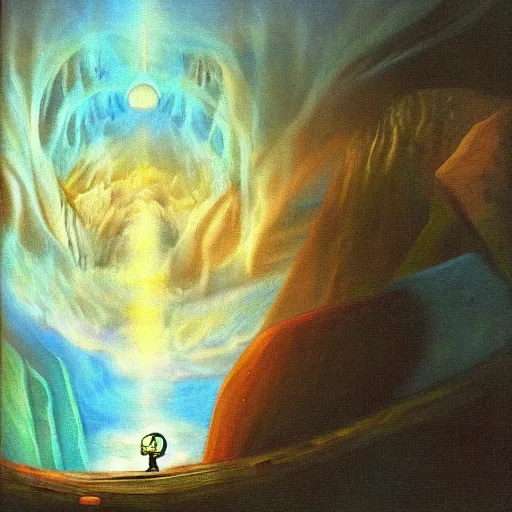 Image similar to nintendo ds in the abyss style of turner painting