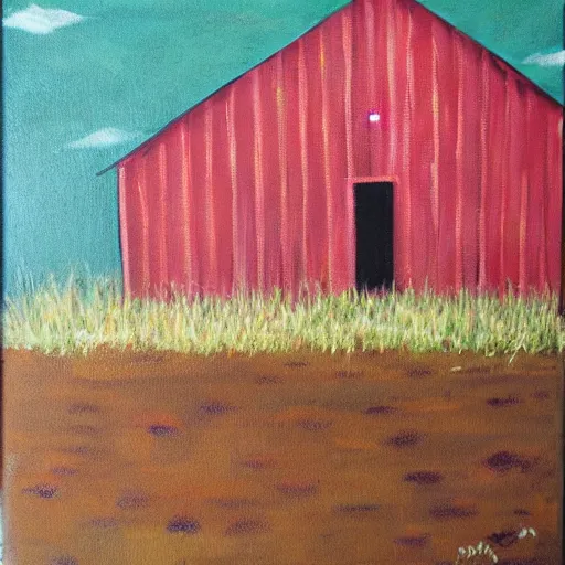 Prompt: barnyard, acrylic painting