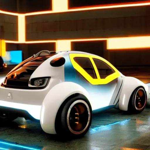 Prompt: epic Renault 4 cars in the Movie TRON (2010)