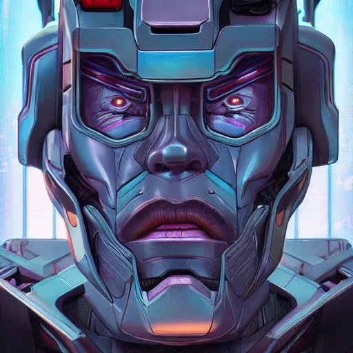 Image similar to transformers rick sanchez portrait by and james jean and erik jones, inspired by ghost in the shell, beautiful fine face features, intricate high details, sharp, ultradetailed, 3 d octane render