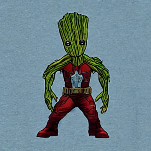 Image similar to groot as captain america