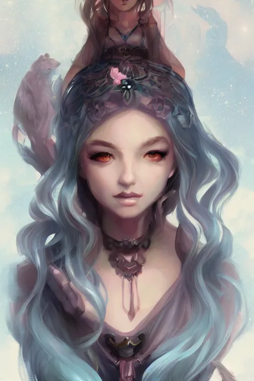 Image similar to a portrait of a cute fantasy girl by Ross Tran