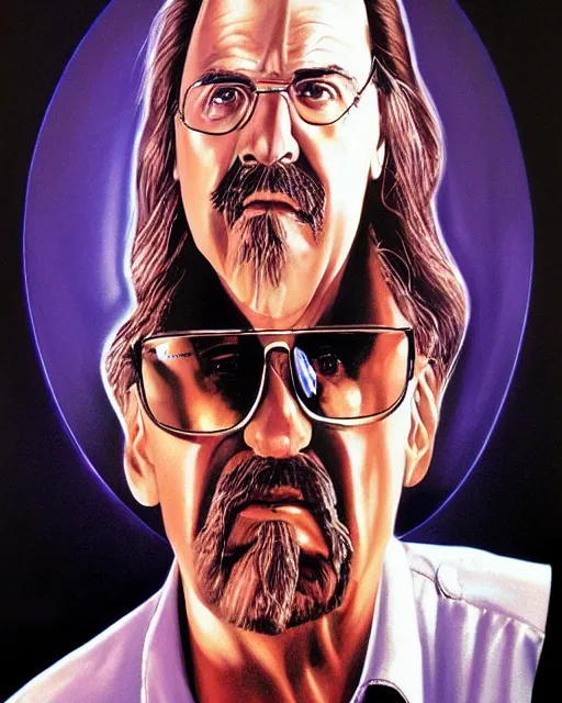 Image similar to walter in the big lebowski, airbrush, drew struzan illustration art, key art, movie poster