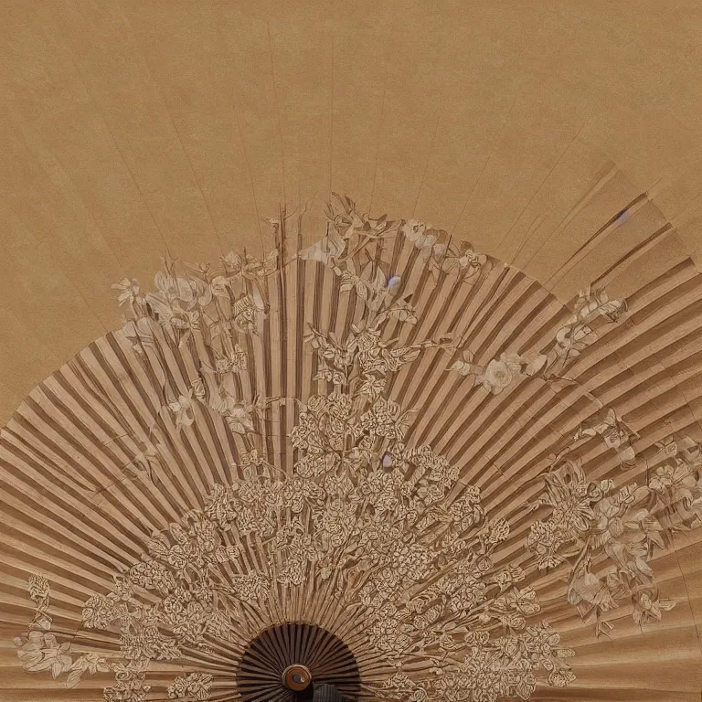 Image similar to japanese mini pattern, silk fan, digital painting, highly detailed, intricate, elegant, artstation, concept art, beautiful,