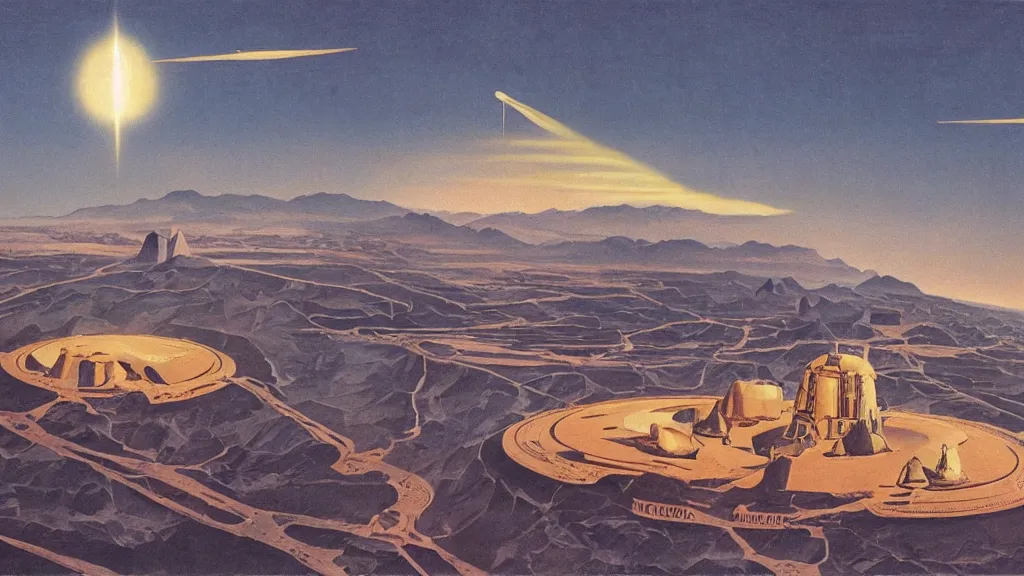 Image similar to artwork in the style of chesley bonestell.