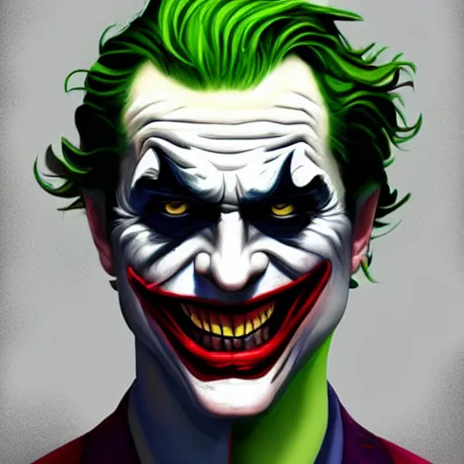 Prompt: the joker with Batman face mask, digital painting, amazing detail, artstation, cgsociety