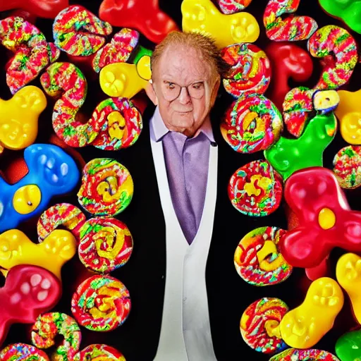 Prompt: portrait of king of candy mr harry haribo photograph