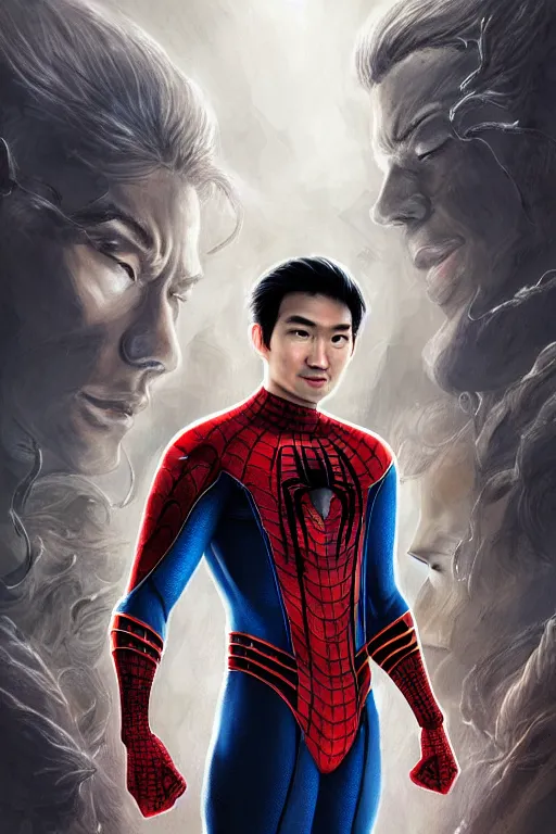 Prompt: majestic and regal portait of asian spiderman, marvel, perfect face, beautiful, intricate, epic, elegant, fantasy, highly detailed, digital painting, hard focus, beautiful volumetric lighting, epic light, ultra detailed, by leesha hannigan, ross tran, thierry doizon, kai carpenter, ignacio fernandez rios