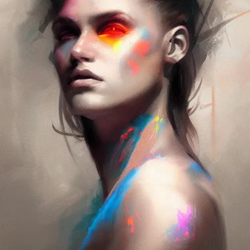 Image similar to portrait of a beautiful alyx vance, volume lighting, concept art, by greg rutkowski!!, colorful, xray melting colors!!