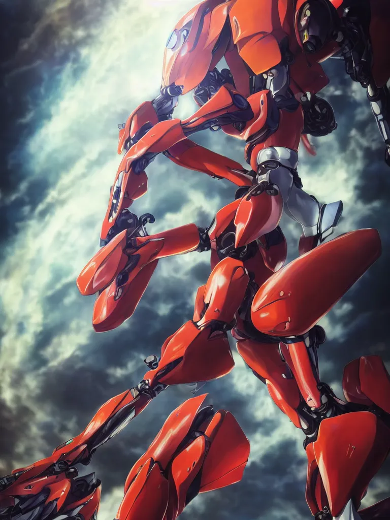 Image similar to a Photorealistic hyperdetailed hyper realistic Epic Sci-Fi rendering of a female anime style EVANGELION Genesis,Asuka Langley Sohryu,Neon Genesis mech robot pilot by katsuhiro Otomo,WLOP,Artgerm,Hyperrealism,Beautiful dramatic moody lighting,Cinematographic Atmosphere,Octane Render,8K