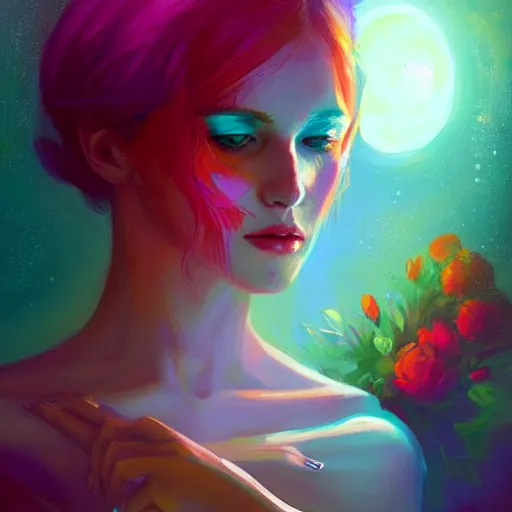 Image similar to colorful and festive captivating mirror. rich vivid colors, ambient lighting, dynamic lighting, 4 k, atmospheric lighting, painted, intricate, highly detailed by charlie bowater