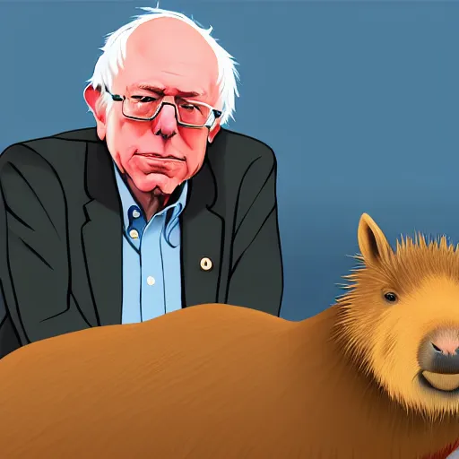 Prompt: Bernie Sanders with the body of a capybara, 4k resolution, 8k resolution, HD Quality, highly detailed, very detailed, detailed, studio quality lighting, digital art, trending on Artstation