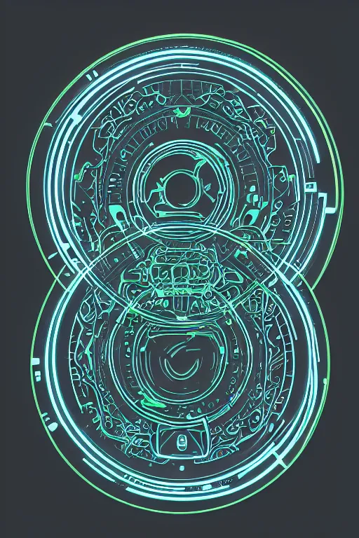 Image similar to intricate glowing tech circles