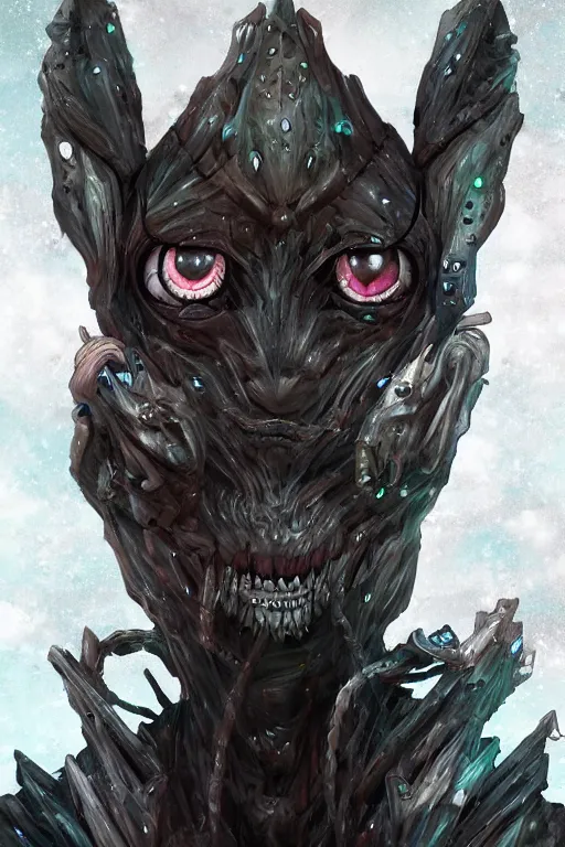 Image similar to a humanoid figure gemstone monster with large eyes, highly detailed, digital art, sharp focus, trending on art station, underground, cystals, anime art style