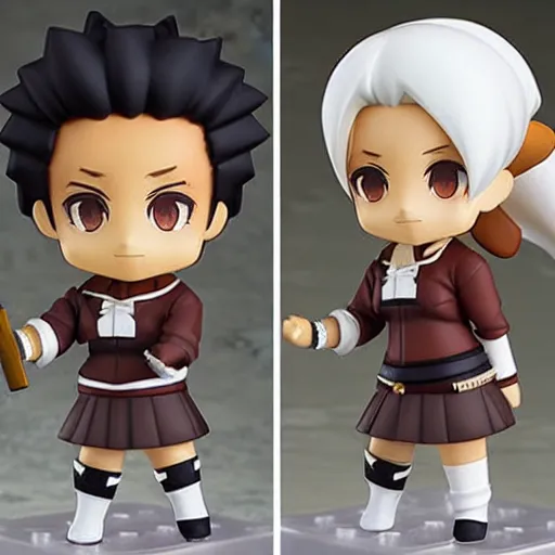 Image similar to cutest cute nendoroid afrosamurai. chibi anime nendoroid. cute. yasuke. brown skinned. african samurai. mini. animeplanet.