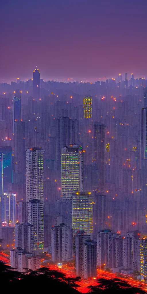 Image similar to Shenzhen skyline at dusk by Hiroshi Nagai, 8k