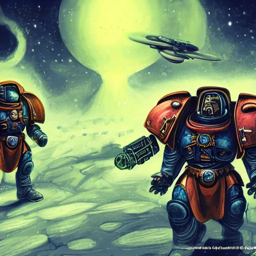 Prompt: space marine, solarpunk, illustration