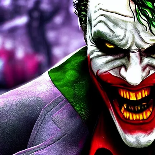 Prompt: heath ledger joker in tekken 7, gameplay, fighting, crazy,