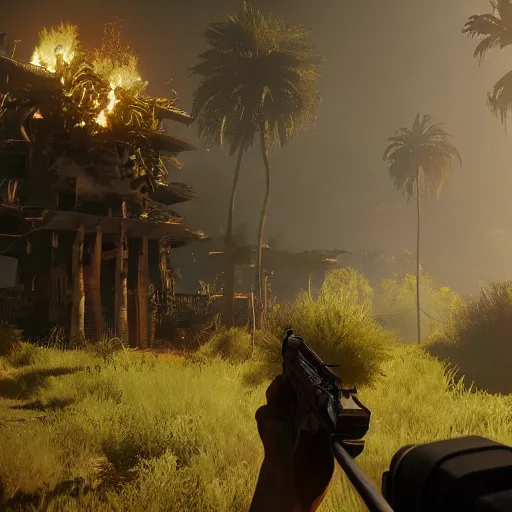 Image similar to a still of from the movie apocalypse now crossover with the game the witness