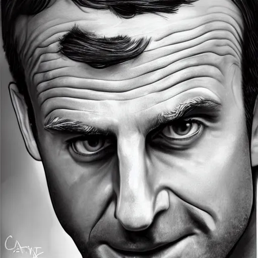 Image similar to photorealistic portrait of emmanuel macron as a sad pathetic alpha male, immature, fantasy, ugly, depth of field, bokeh, soft focus, detailed, soft glow, caravagio, high contreast, art by artgerm