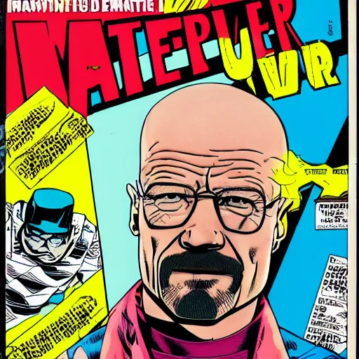 Image similar to Walter white 1987 marvel comic book cover by rob lee, pouches, belts, straps