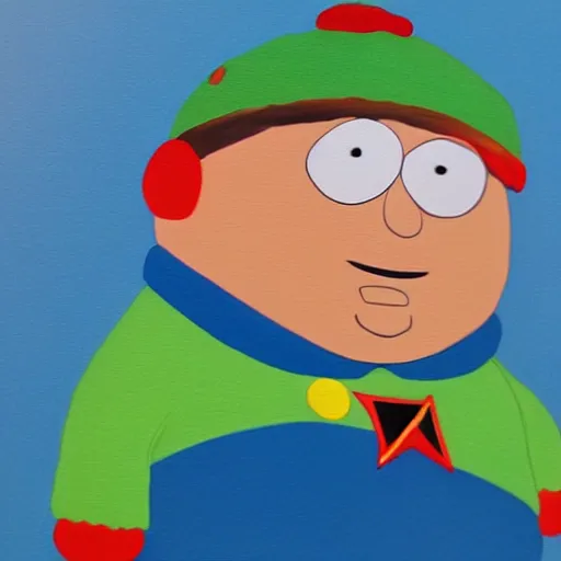 Prompt: painting of eric cartman from south park