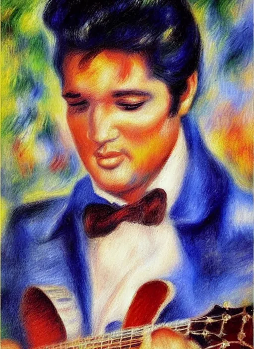 Image similar to oil painting of elvis presley by renoir