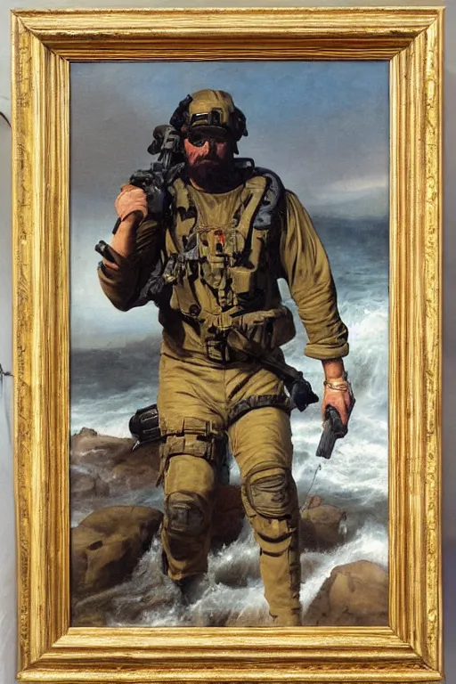 Image similar to Old master painting of navy SEALs