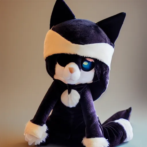 Image similar to cute fumo plush of a catgirl in a onesie, anime girl, vray