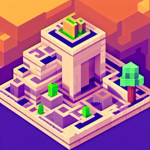 Prompt: isometric pixel art, soft lighting, pixel town, Habbo hotel style, Minecraft-like, blocks, pixels, videogame, building blocks, ultra detailed