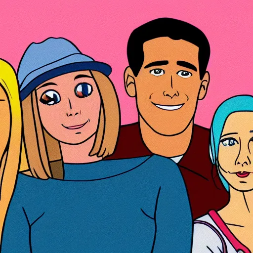 Image similar to still from the hit tv show friends in the style of bojack horseman