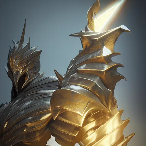 Image similar to ornstein from dark souls, octane render, unreal engine, volumetric lightning, quality, intricate design, detailed, 8 k