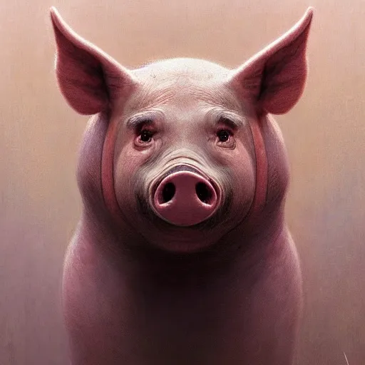 Image similar to anthropomorphic pig is vladimir putin pig hybrid, transformation, macabre, horror, by donato giancola and greg rutkowski and wayne barlow and zdzisław beksinski, realistic face, visible face, digital art