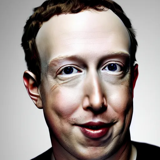 Image similar to a person, the face of musk and gates and bezos all in one face but with Mark Cubans big chin and Mark Zuckerbergs creepy caesar hairdo, HD Studio Portrait