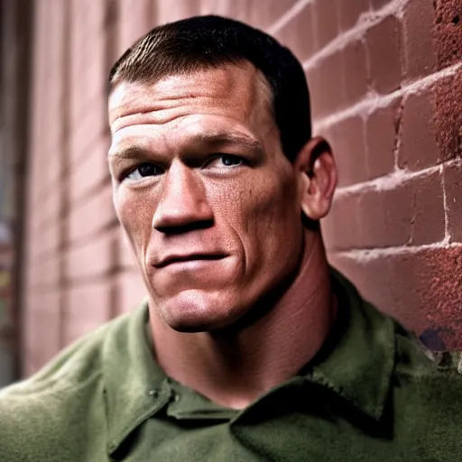 Image similar to closeup portrait of John Cena , new york back street , by Steve McCurry and David Lazar, natural light, detailed face, CANON Eos C300, ƒ1.8, 35mm, 8K, medium-format print