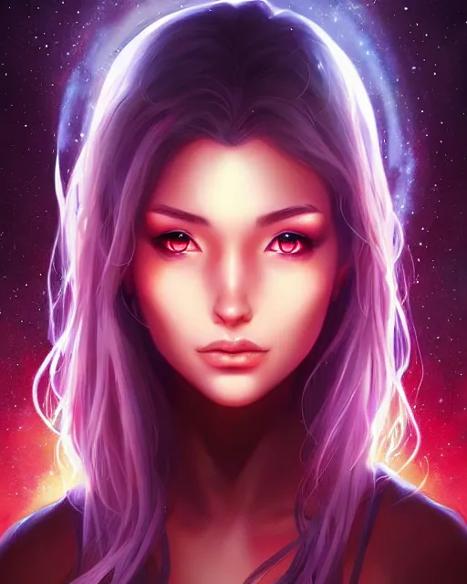 Image similar to The universe in her eyes, by artgerm, artstation