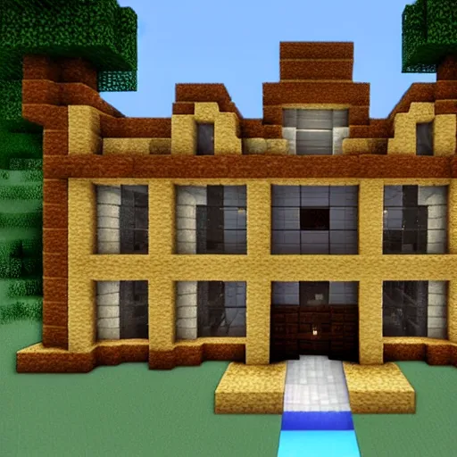 Prompt: minecraft mansion made of flesh