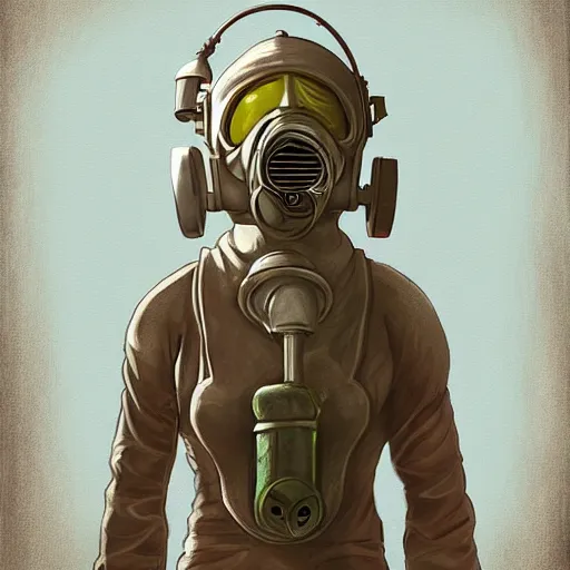 Prompt: elf with gas mask, highly detailed, digital painting, artstation, stoner album art by arik roper