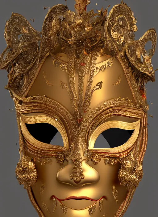 Prompt: closeup of a beautiful woman in an ornate Venice Carnival Mask, perfect face and perfect proportions, 8K, octane render, 8K,