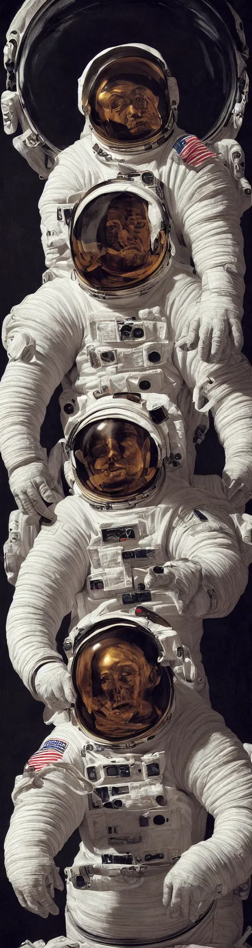 Image similar to a detailed bust of an astronaut by caravaggio, dynamic lighting, cinematic, epic composition, masterpiece