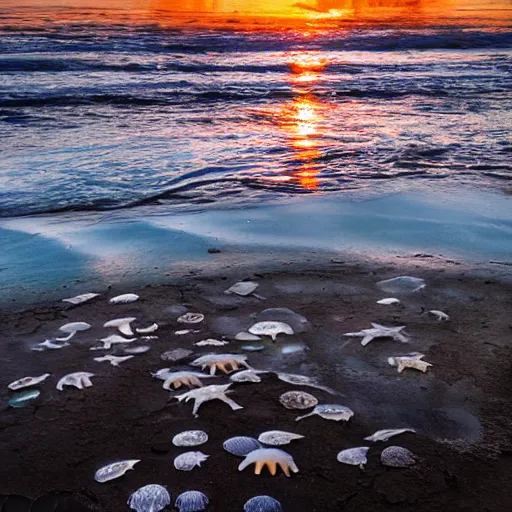 Image similar to tide pool filled sea creatures at sunset