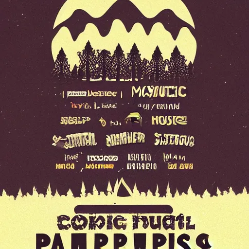 Prompt: a poster design of a camping music fest