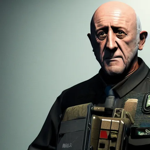 Prompt: Mike Ehrmantraut as a Rainbox six siege operator, 4k, highly detailed
