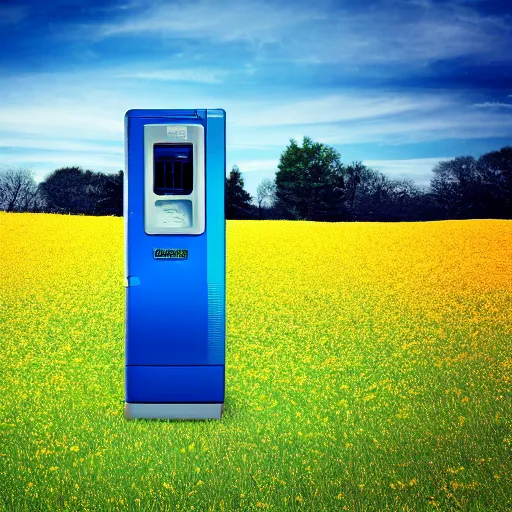 Prompt: blurry vibrant surreal dream like photo of a vending machine in the middle of an infinite grasd field at broad daylight taken using dream recording device