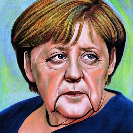 Prompt: portrait of angela merkel, painting by paula rego, high detail, high resolution