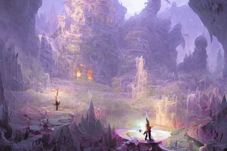 Image similar to point perspective dungeon dangerous fantasy dungeon the humble worshippers of the god of ices must bloom a farm for days and days. They have special swords they use in their ceremonies.,by artgerm and Craig Mullins, James Jean, Andrey Ryabovichev, Mark Simonetti and Peter Morbacher 16k