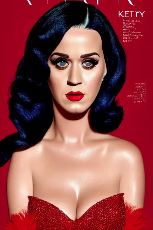 Image similar to katy perry in a red dress, realistic portrait, highly detailed, smooth, sharp focus, cinematic lighting, 8 k high resolution, 3 5 mm photography, magazine cover