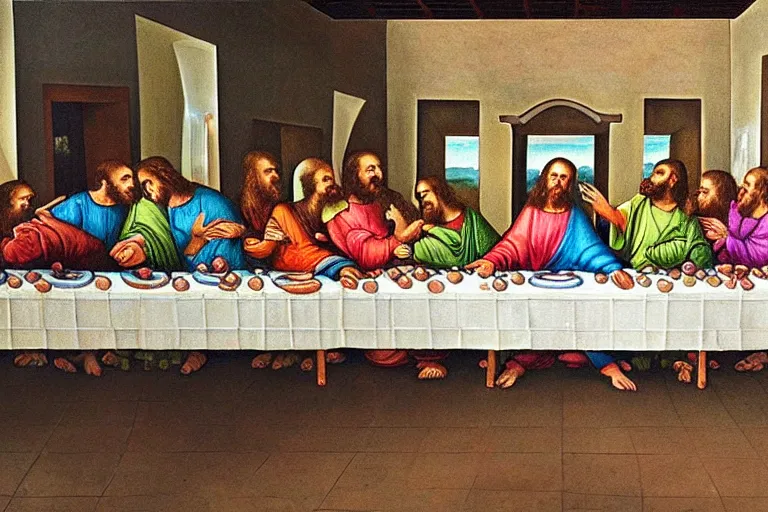 Prompt: the last supper painting but there's nobody there