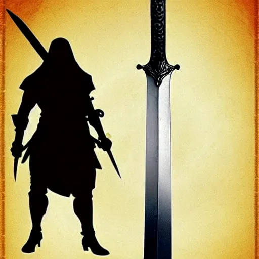 Image similar to a sword too big to be called a sword, too heavy, too large, too rough, it is more like a hunk of iron