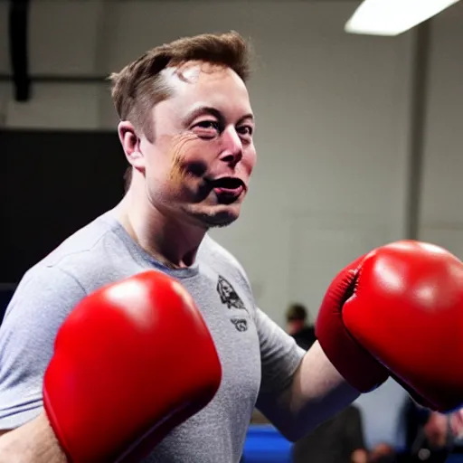 Prompt: elon musk boxing with elmo
